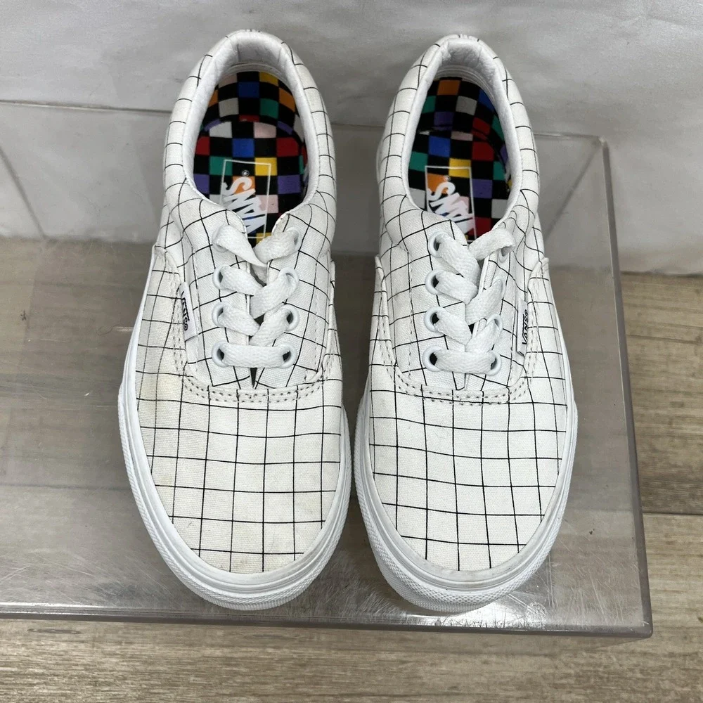Vans Era U-Color Checkerboard White Shoes Kids Size 1